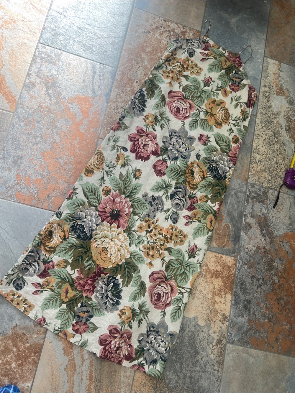 Karen Kane Cream Floral Maxi dress with Green, Pink & Gold Blooms